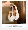 Sheepskin Version~ Shallow Mouth One-word Strap Thin Soft Split-toed Shoes Women's Single Shoes Genuine Leather Flat-soled Slippers