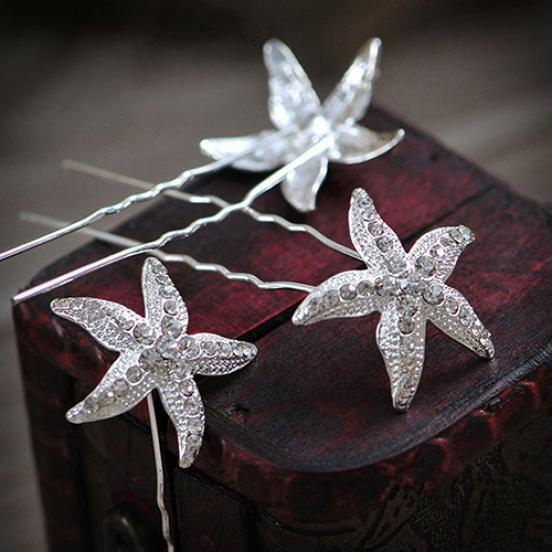 6 st Sjöstjärna U-formad Fläta Huvudsmycke Bröllopsfest Hårnål Håraccessoarer