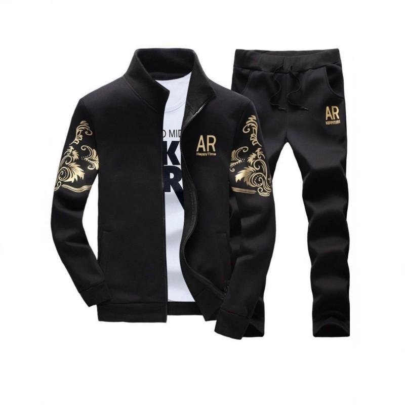 Mens Casual Sportswear Set Long Sleeve Jacket Pants Lightweight Comfortable Fitness Outfit