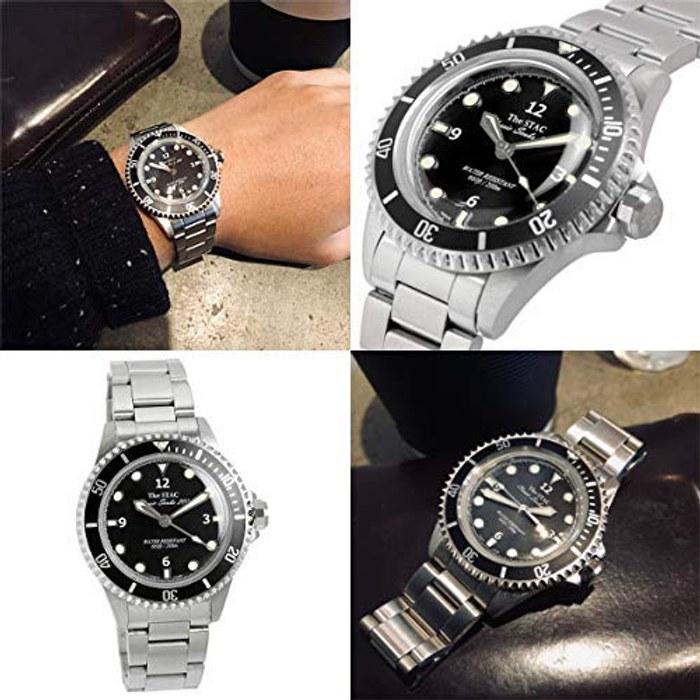 [The Stack] Classic Scuba 200 Diver's Watch Black with Extra Brown Plain Strap, 38mm, Unisex