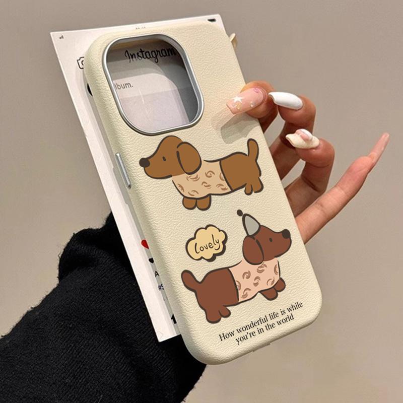 Ins Vintage Dachshund Black Stripe Polka Dot Print Phone Case For iPhone 11 12 13 14 15 16 Pro Max XS X XR 7 8 16 Plus 16E Cover