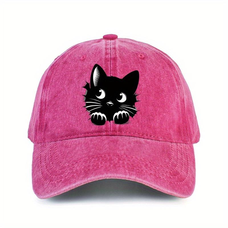 Cat Printed Baseball Cap with Cute Design and Adjustable Outdoor Queue Hat