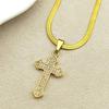 Christian Cross Rhinestones Pendant Necklace for Women Men Gold Color Stainless Steel Catholic Blade Chain Amulet Jewelry