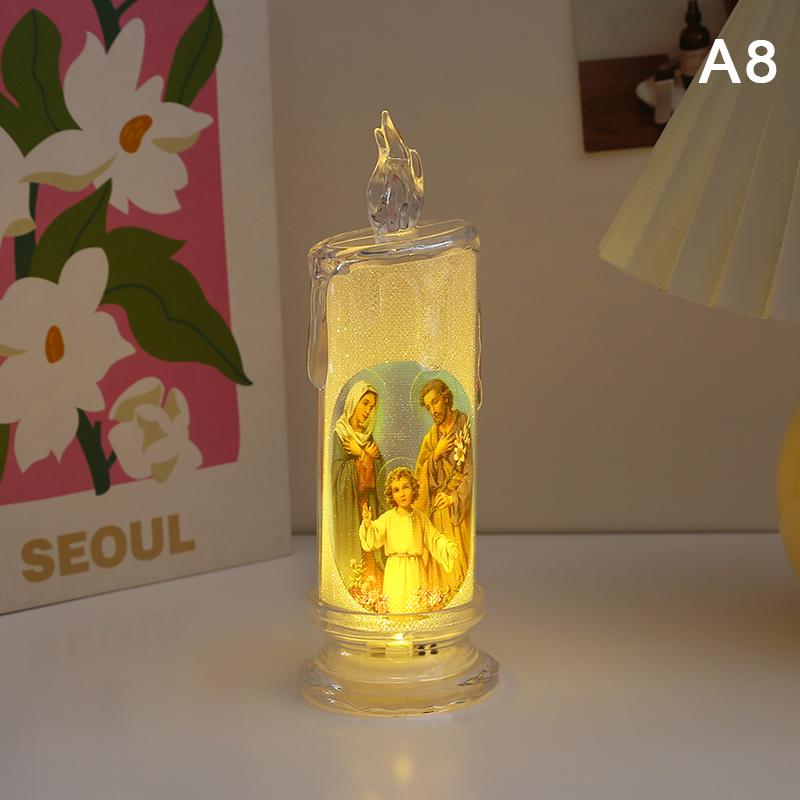 Jésus Vierge Christ Lampe Bougie LED Romantique Sans Flamme Bougie Chauffe-Plat Religieuse Veilleuse Ornement Décoratif de Bureau