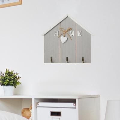 Wooden Key Holder Hat Rack 3 Hooks Wall Hanging Nordic Sturdy Rustic Wood Key