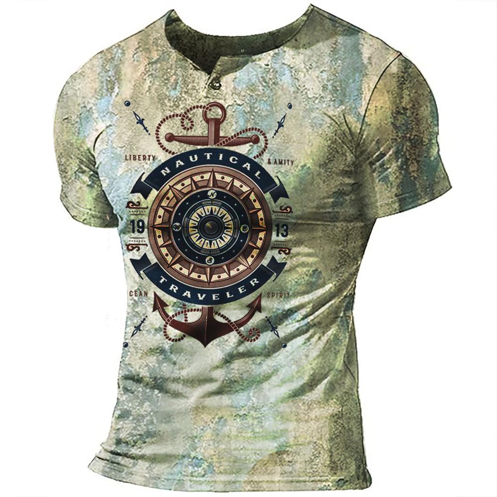 

Літня вінтажна футболка для чоловіків. Високоякісна оверсайз-футболка з візерунком у вигляді човна з коротким рукавом. Вільний повсякденний чоловічий одяг 6xl. S