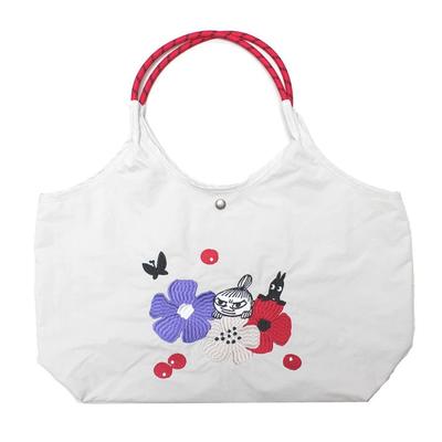 Bolsa Tote Genuína Bolsa Ecológica Grande Capacidade Grande Feminina Bordado Bonito Cinza [Moomin] [Produto Oficial] RMPK-01 [Brinde Incluído] [Bônus Incluído]
