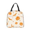Cartoon Bat Halloween Gothic Insulated Lunch Bags Leakproof Reusable Thermal Bag Lunch Box Tote College Outdoor Girl Boy