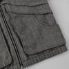 Women Loose Stand Collar Zipper Pocket Herringbone Long Sleeve Jacket Coat