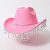 Women's Gender-neutral Western Cowboy Hat, Water Drop Gem Medium Chain with Rhinestone Tassel European and American Hats, Bridal Top Hats