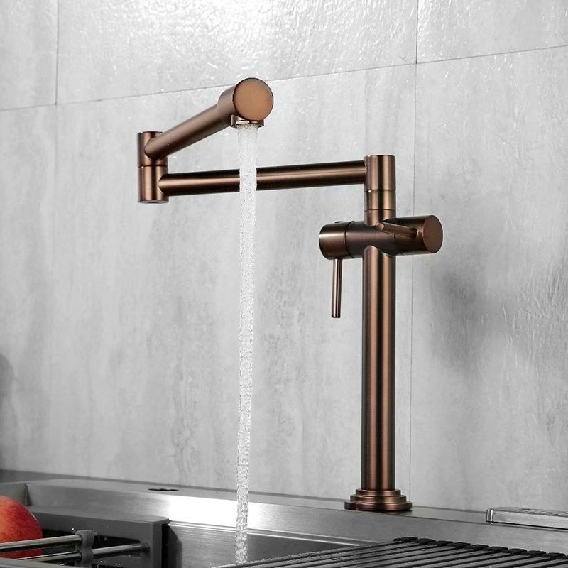 Kitchen Faucet Solid Brass Crane For Kitchen Deck Mounted Sink Mixer Foldable Nickel Brushed/Gold/Chrome/ORB/Black