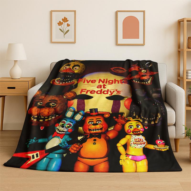 

Classic FFNAF Horror Game Freddy Flannel Blanket Soft Warm Throw Blanket for Bedroom Living Room Bed Travel Camping Picnic 75x100cm (30x40inch)