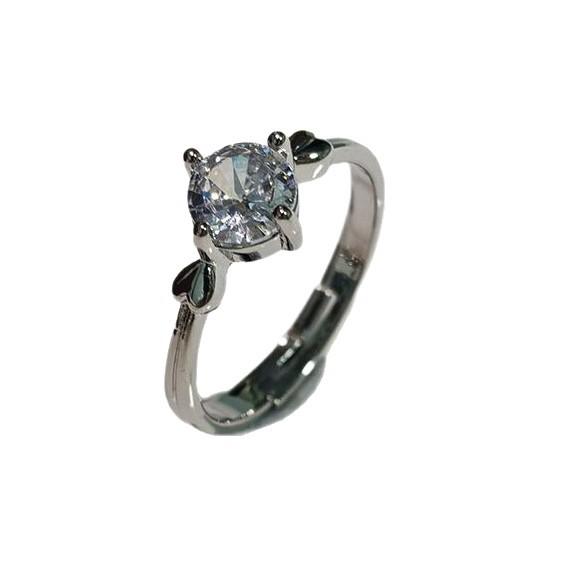 6Pcs Simple single zirconia ring with adjustable opening finger ring wedding accessory ring