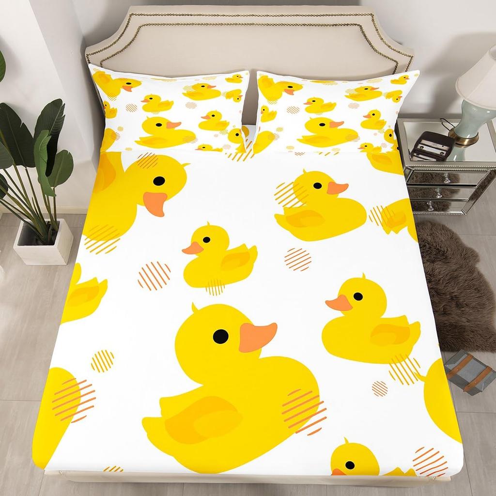 Duck Bedding Set Animal Duvet Covers For Kids Boys Bedroom Decor Natural Themed Quilt Cover With 1 Quilt Cover And 2 Pillowcases