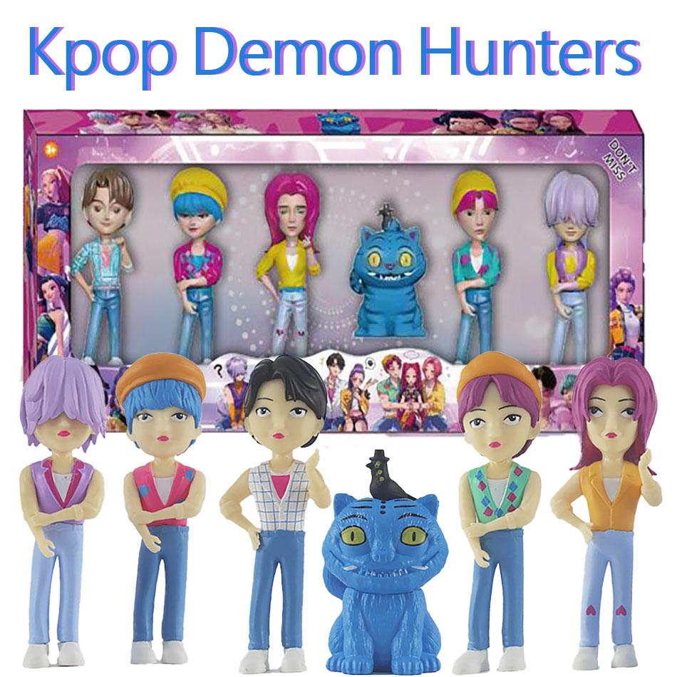 Kpop Demon Hunters Anime Doll Vinyl Toy Male Antagonist Character Model Vinyl Mask Set Clear Box Ornament Toy Birthday Gift