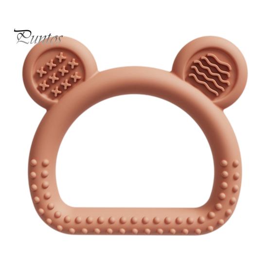 Durable Chew Toy Silicone Bear Teether for Babies, Soothing Sore Gums Baby Textured Teething Toy, Ring 6-12 Months Infants