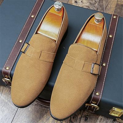Fashion Trend Designer New Men's Suede Leather Casual Shoes Male Monk Strap Loafers Formal Flats Dress Footwear Sapatos Tenis Masculino