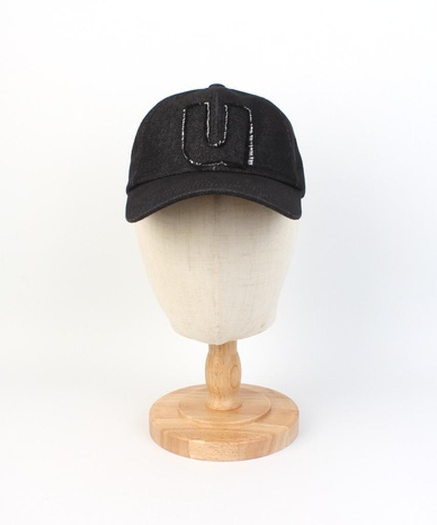 Yunibeosyeolkemiseuteuli Applique U Black Denim Ballcap Washed Ballcap