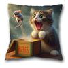 1 Stück Kissenbezug mit Traumkatze und Maus, Mittelalterliches Modernes Lustiges Cartoon-Design, Reißverschluss, Polyester Dekorative Kissenhülle Für Li