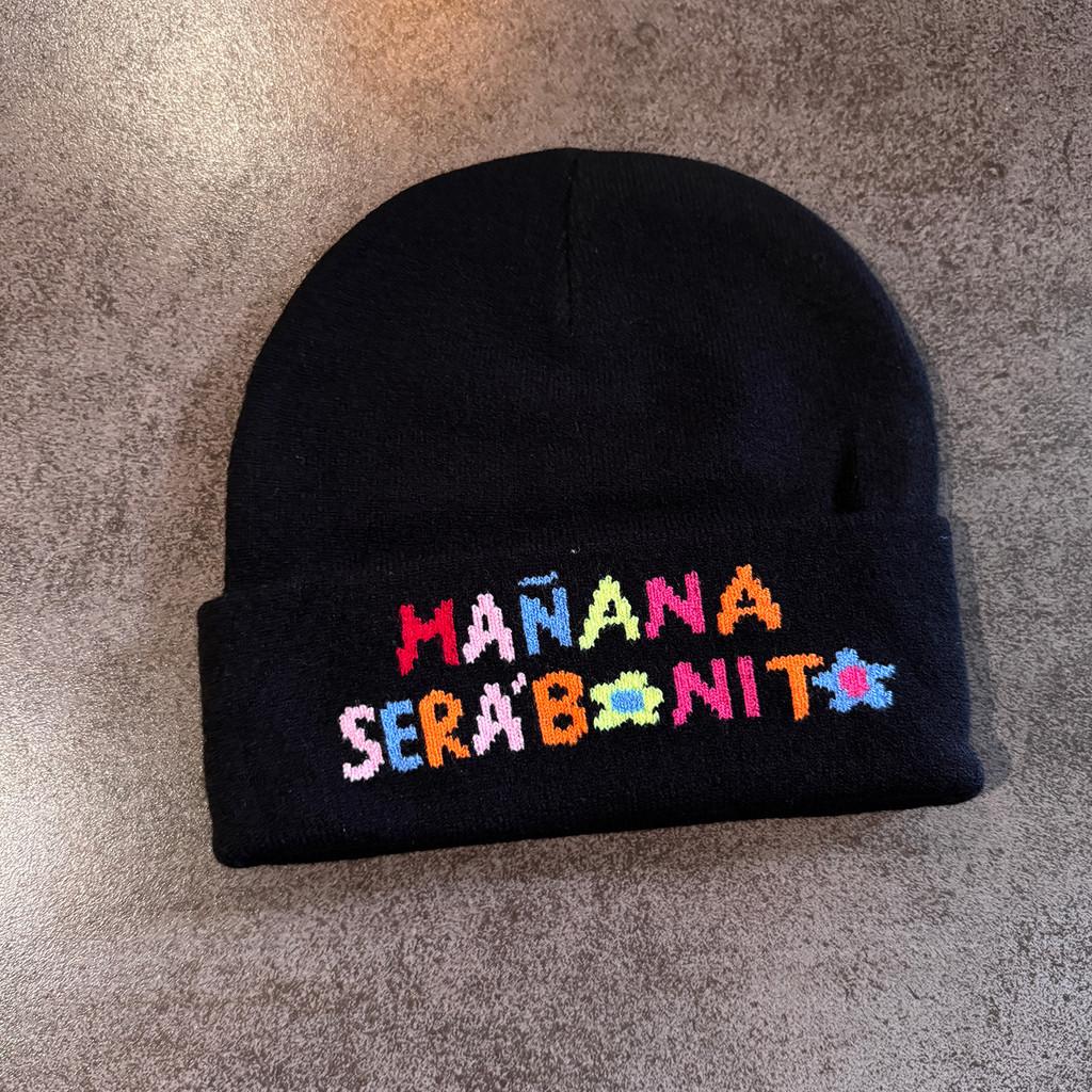 Knitted Winter Knitted Hat With Embroidered Letters For Men Women Casual Style чёрный