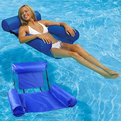 Inflatable Water Recliner & Hammock with Backrest - Foldable & Dual-Use Floating Bed