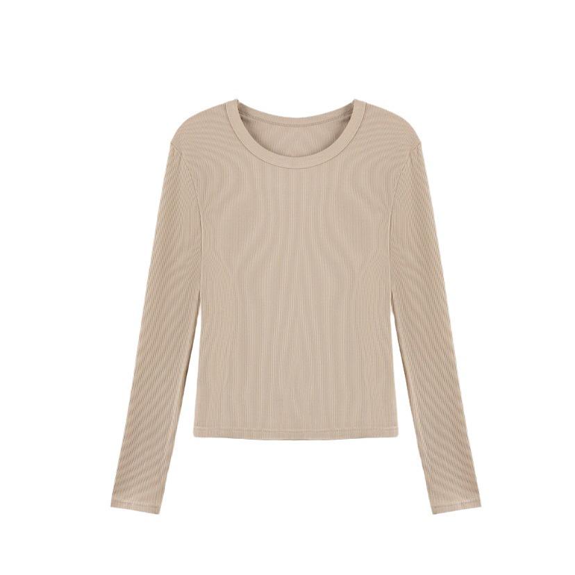 Threaded Large Square Collar Women's Slim Modal T-Shirt - Spring/Autumn 2025