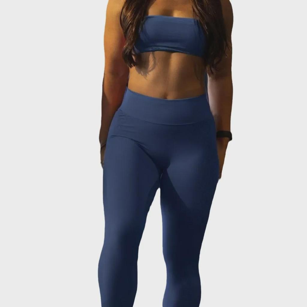 DFYNE Jacquard Cross-Back Tube Top & Hip-Lift Fitness Leggings Yoga Set
