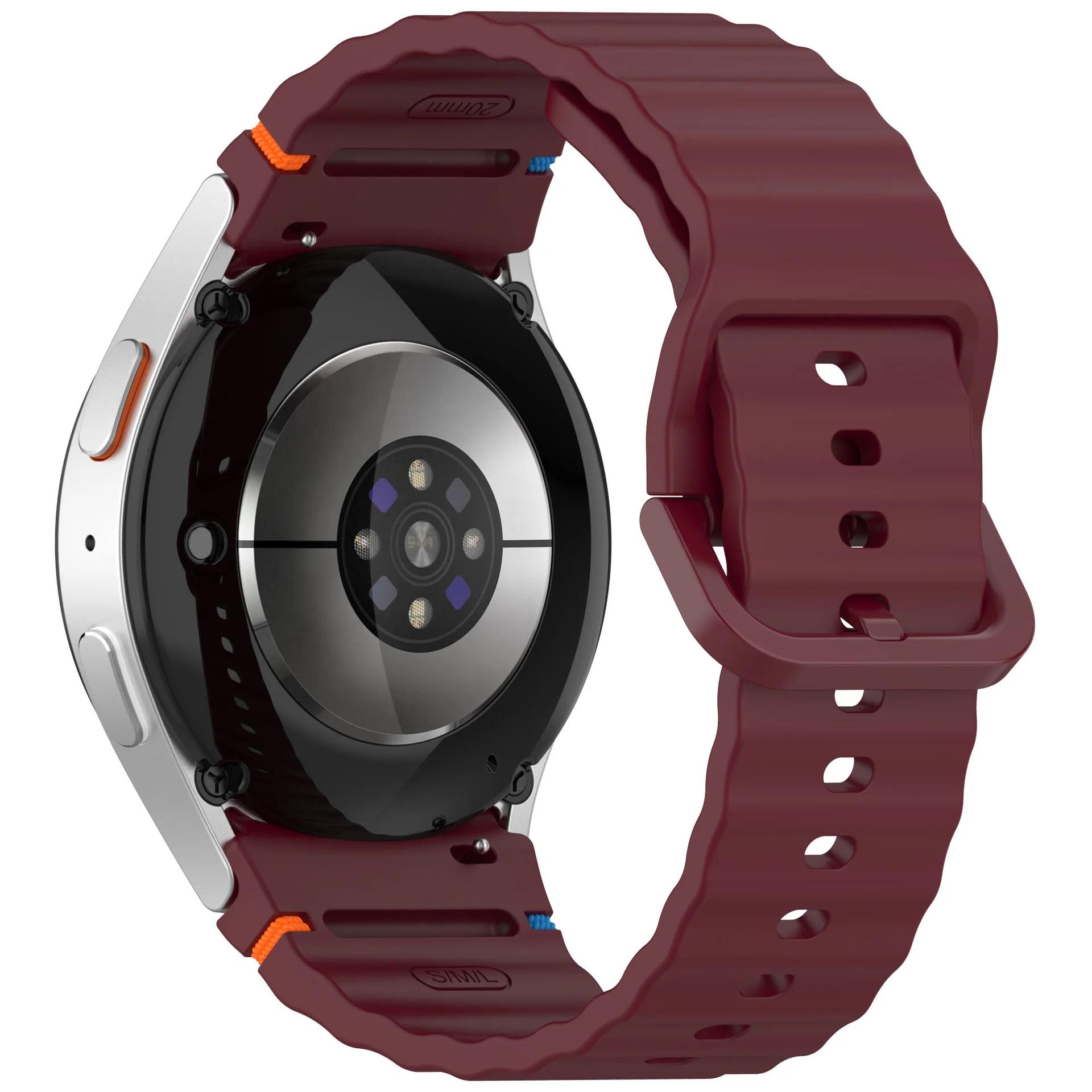 

Официальный силиконовый ремешок для Samsung Galaxy Watch 7/FE/6/5/4 44мм 40мм Браслет наручный Galaxy Watch 6 4 Classic 47/43/46/42мм Galaxy Watch 7 40mm вино красного