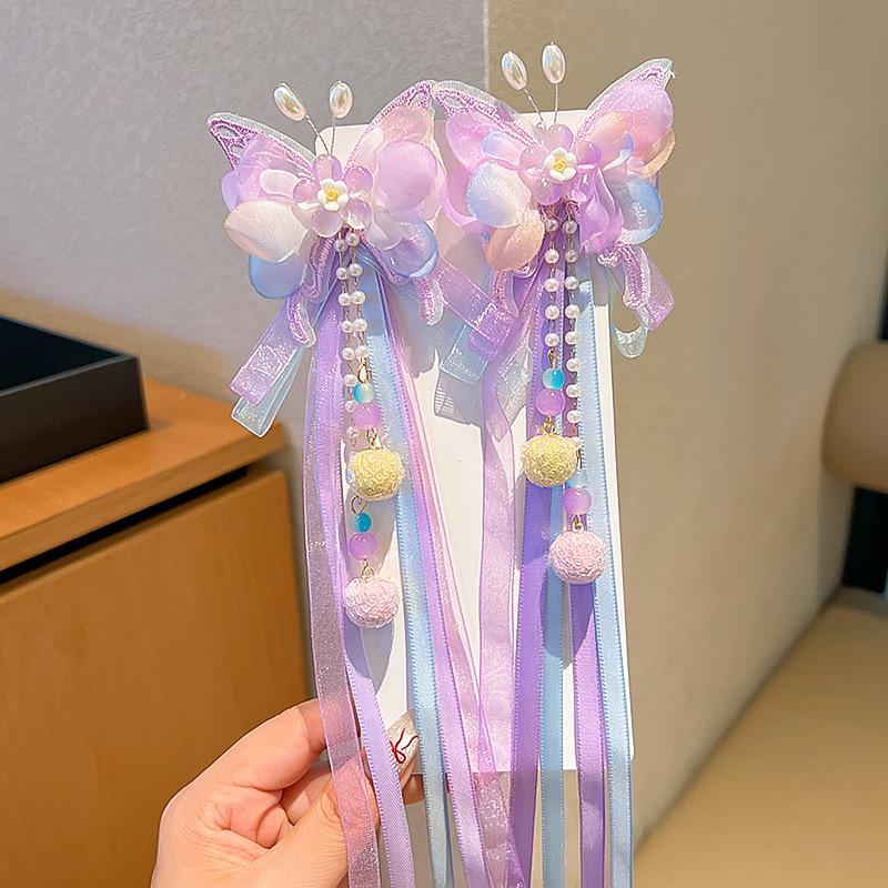 Mid-Autumn Hanfu Fairy Hair Clip - Women's & Children's Ancient Style Floral Tassel, Sweet Accessory for Girls