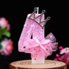 Pink Crown Bow Birthday Candle with Noble Number - Cake Decoration