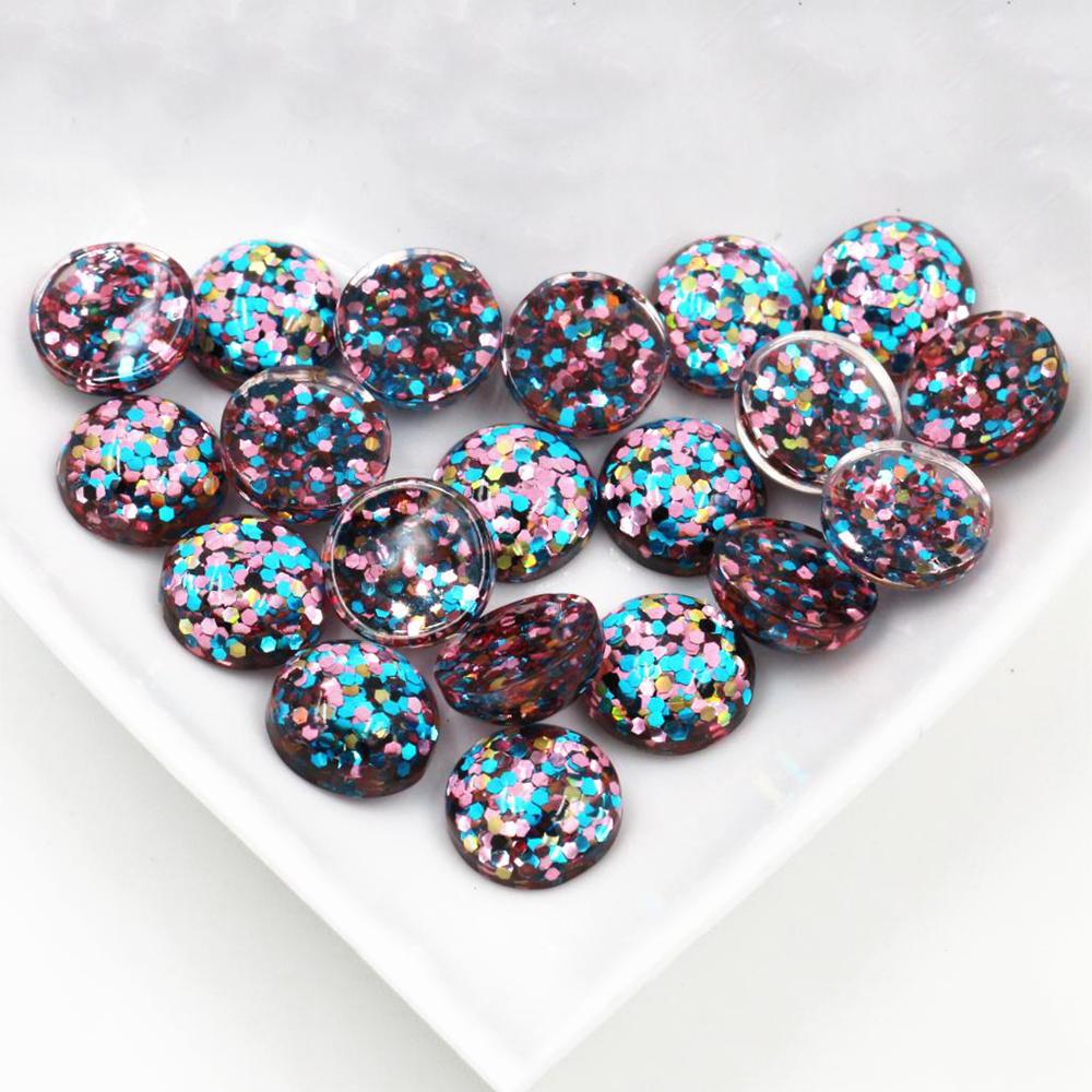 40pcs 12mm Resin Cabochons Dome Sequin Build-in DIY Jewelry Making Accessories Findings for Necklace Earrings