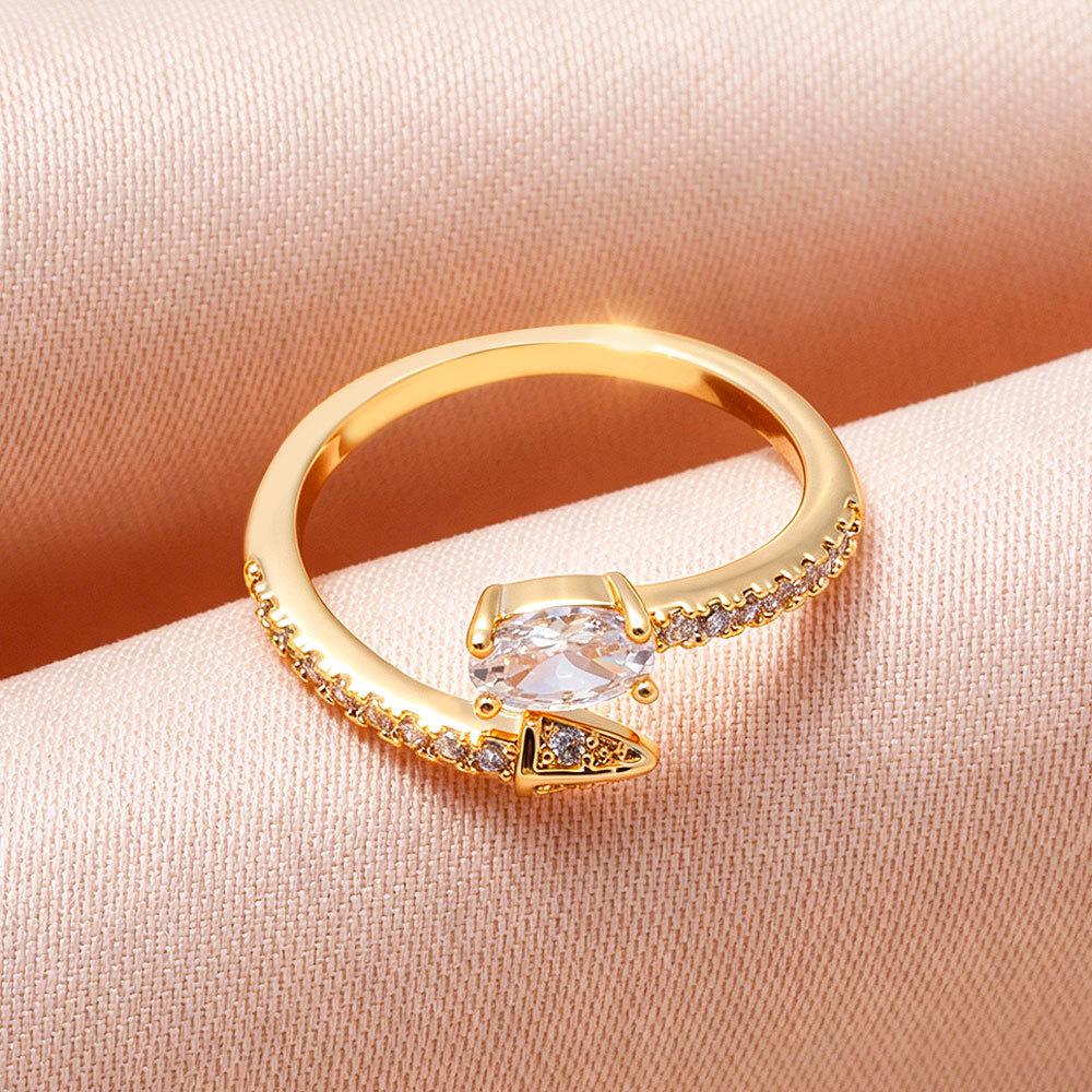 Exquisite Zircon Water Drop Open Ring: Women's High-End, Stylish, Versatile, Niche Design