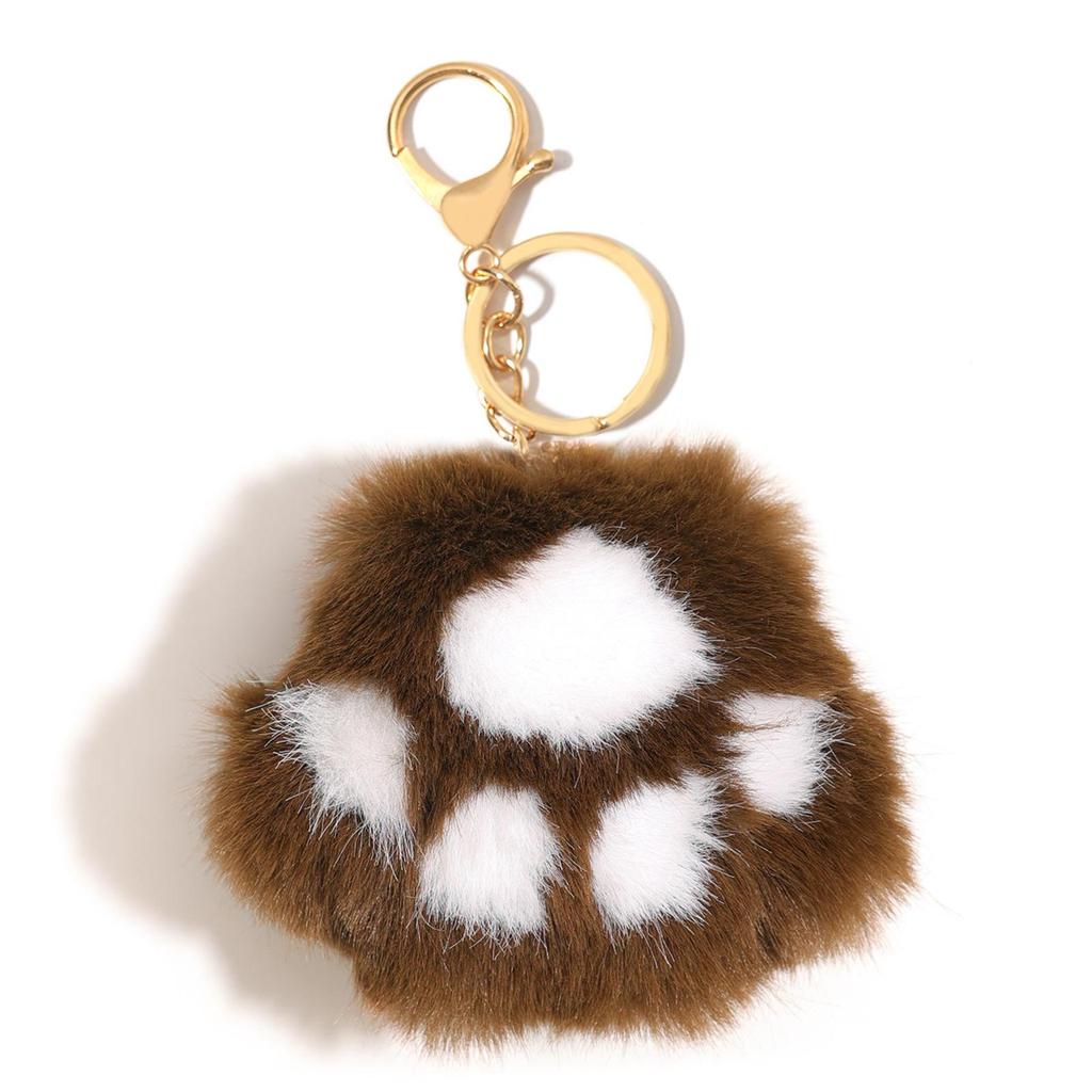 Duoling Mink Fur Kitten Paws Keychain: Cute Plush Handbag & Car Decoration, Small Gift