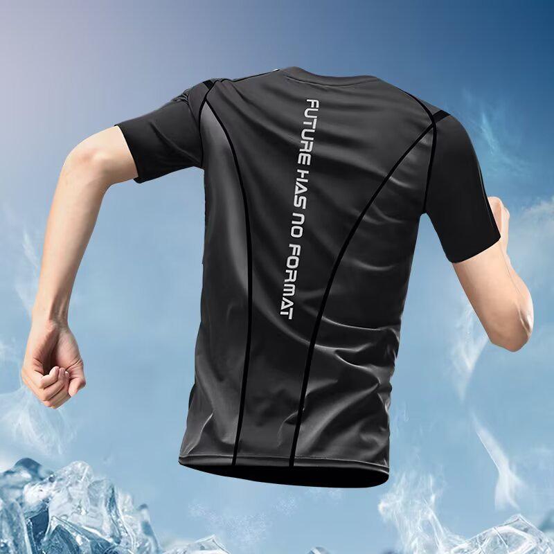 Men s Quick-Drying Short-Sleeve Fitness T-Shirt – Ice Silk Running & Training Top XL