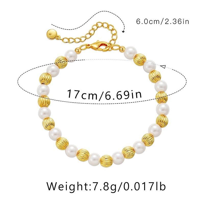 K Gold Plated Natural Shell Pearl Elegant Handmade Bracelet For Women
