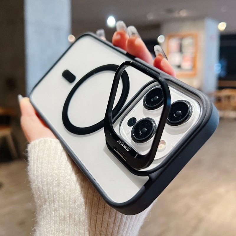 

Для Magsafe Stand Glass Lens Protector Case для iPhone 16 15 14 13 11 12 Pro Max 16 Plus Роскошная магнитная противоударная задняя крышка For iphone16Pro