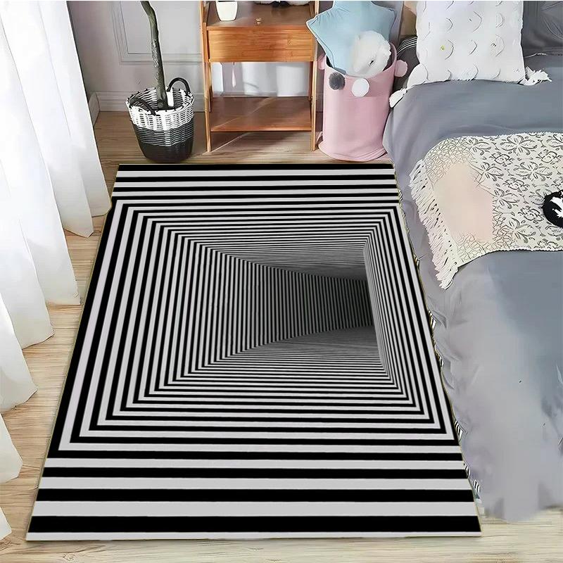 3D Vortex Illusion Area Carpet Rug for Living Room Decor Bedroom  Abstract Geometric Optical Vertigo Carpet Non-slip Floor Mat