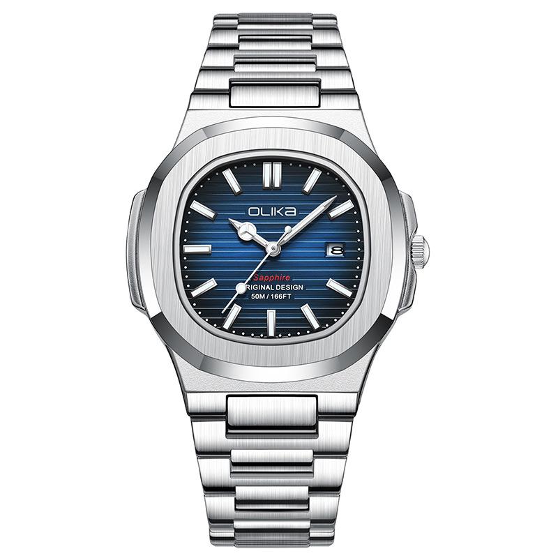 

OLIKA New Men s Waterproof Luminous Quartz Watch with Stainless Steel Strap. синий