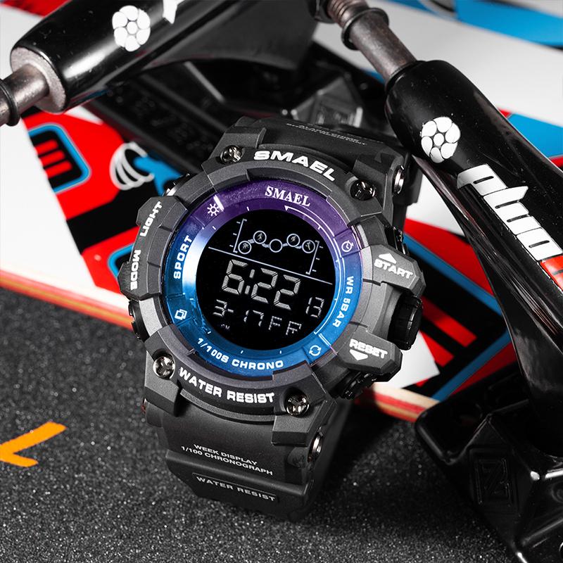 SMAEL Digital Watch 8082  Colorful Sport 3BAR Water Resistant Alarm Stop Watch Square Plastic Case Shock Resistant