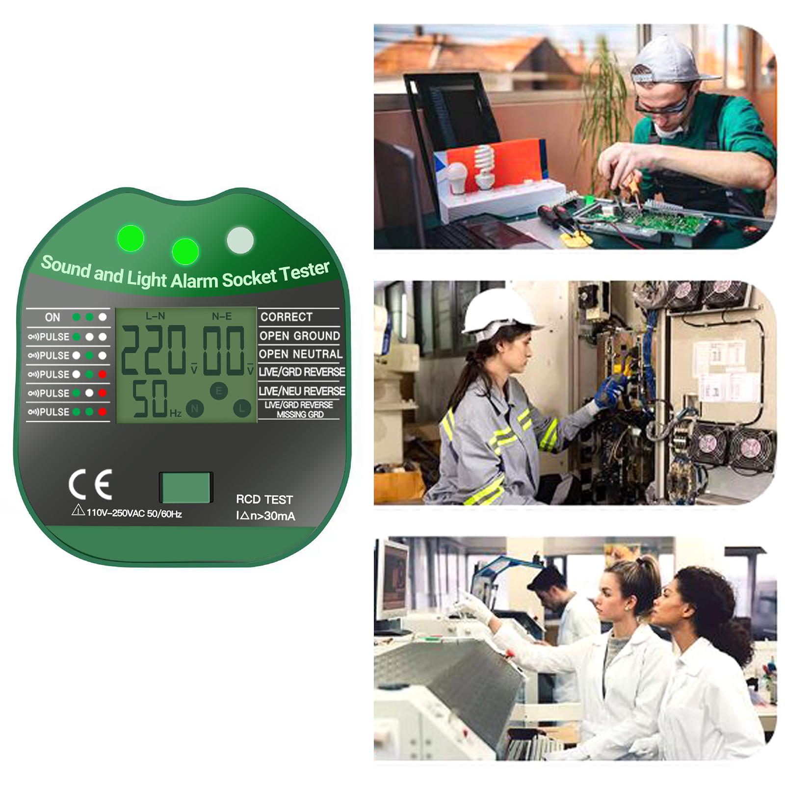 

США/Великобританія/Європейський тестер розеток Тестер мережевих розеток з РК-дисплеєм Тестування нейтрального заземлення під напругою Тест УЗО 90-250 В EU