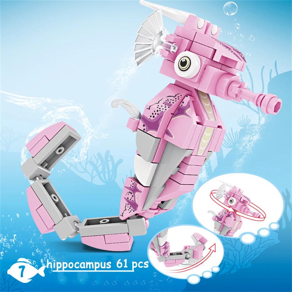 Knew Built Seahorse Ocean World Building Blocks Toys Perfect for Kids Engaging Underwater Adventure with Various Marine Animals