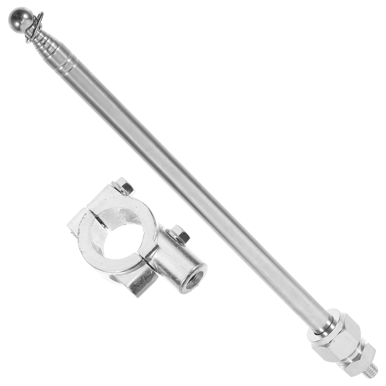 1 Adjustable Telescopic Flagpole Aluminum Base Steel Pole Motorcycle Flagpole Bike Handlebar Mount Cycling Accessories Home 120.00X3.50X2.00CM серебряный