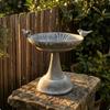 Decorative Bowl with Birds Weathered Metal Pedestal Dish Lightweight Planter Stand for Decorators,
