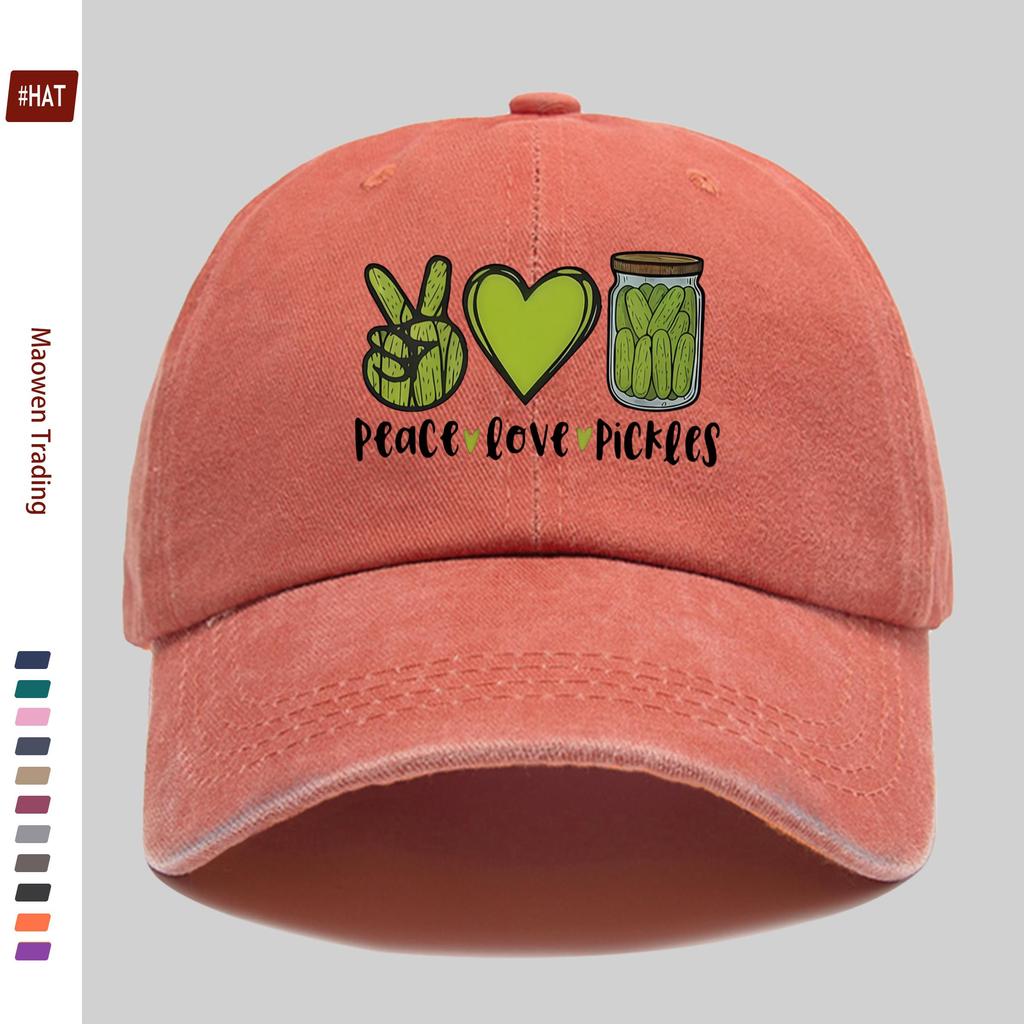 pc Love and Peace Pickle Design Printed Baseball Cap Fashionable Printed Decorative Hat Multiple Colors Available Comfortabl