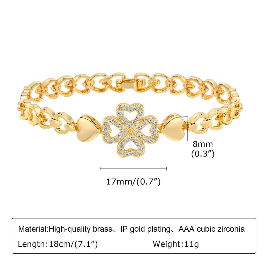Vnox Luxury Lucky Four Leaf Leaves Clover Bracelets for Women Girls, Colored Flower Vintage Wristband, Love Gift for Wife Her GF