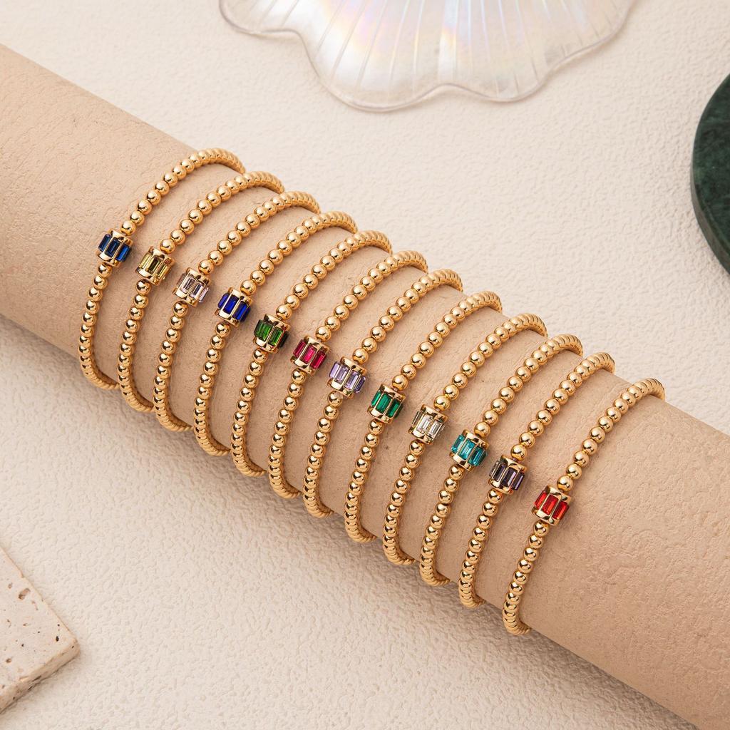 Bracelet Gold Beads December 12Th Birthday Stone Zircon Electroplating Real Gold Color Retention Beaded Bracelet