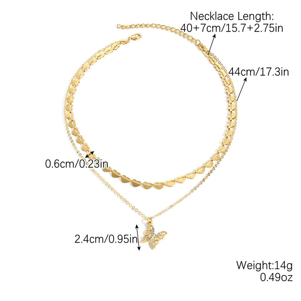 Necklace for Women Layered Necklace Heart Pendant Thanksgiving Day Necklace Jewelry Three Dimensional Love Necklace Elegant Necklace