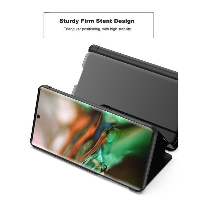 Skal Huawei P30 Lite, Mode Spegel Clear View Tunt Läder med Ställ Repskydd för Huawei P30 Lite, Silver