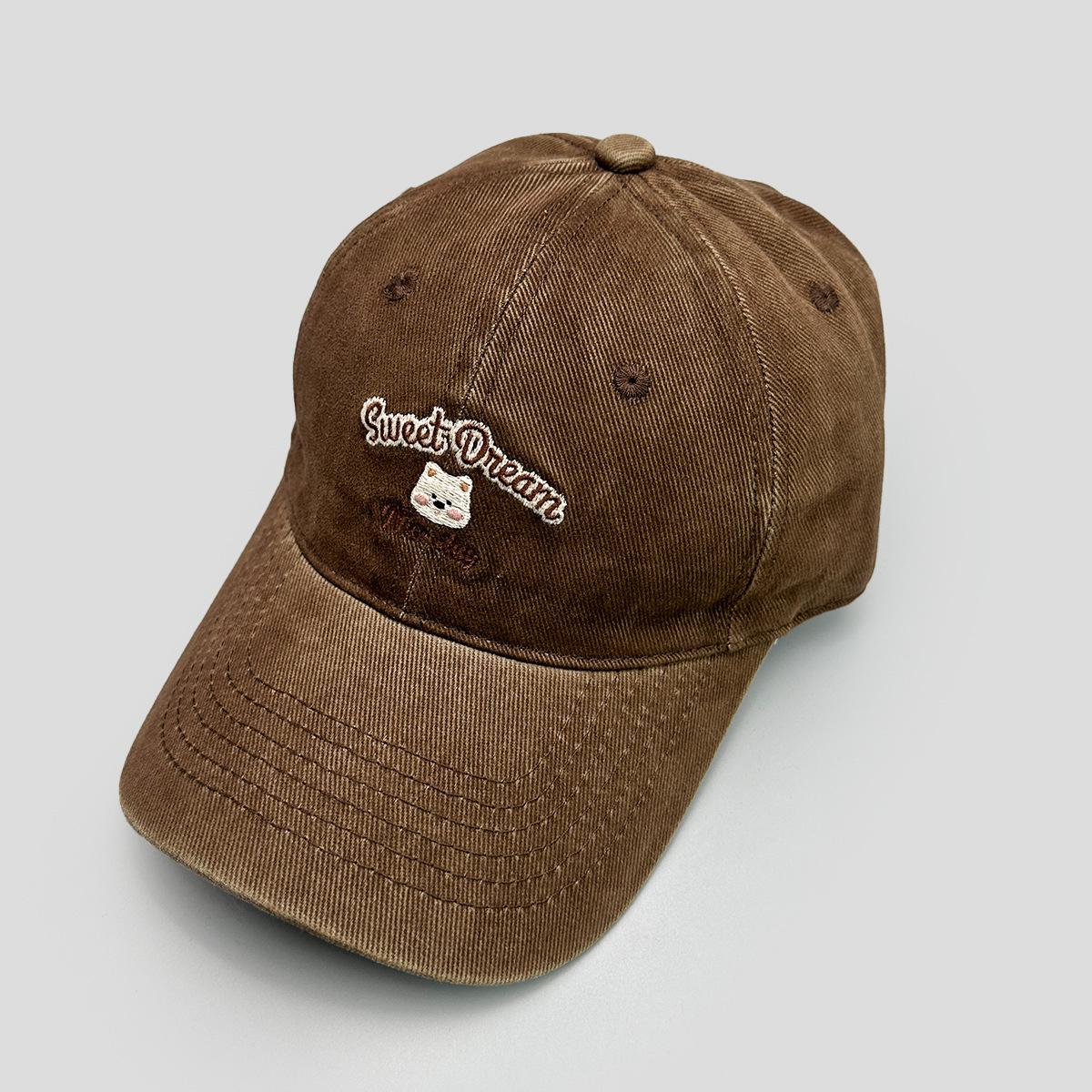 

Cute Puppy Letter Embroidered Baseball Cap Male And Female Sunshade Cartoon Casual Face Cap 57-62cm коричневый