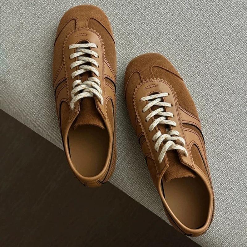 Sheepskin new autumn and winter ballet style silver inner height increase moral training shoes women's casual sports shoes lace-up flat baseplate shoe